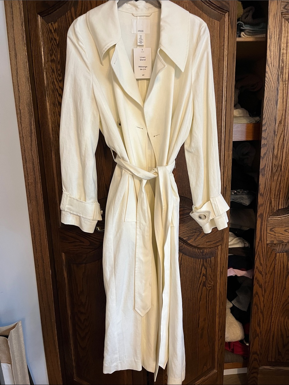 H&M Linen Blend Jacket in Off-White - Picture 1 of 9